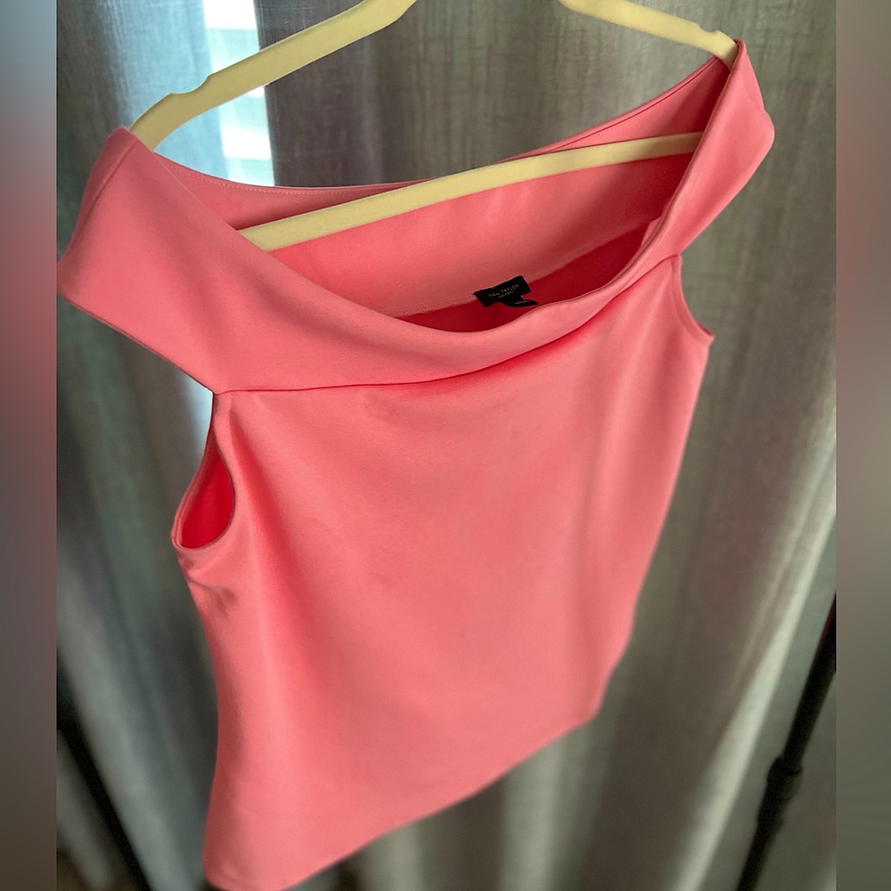Ann Taylor L Barbie Pink Cowl Neck Blouse